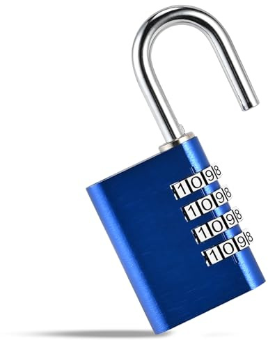 Cieex Cadenas Code 4 Chiffres de pour Casier et Abri de Jardin, Bleu | Convient pour Casier de Gym, Casier Scolaire, Petit Portail, Abri de Jardin. Résiste aux Intempéries. Sécurité Modérée