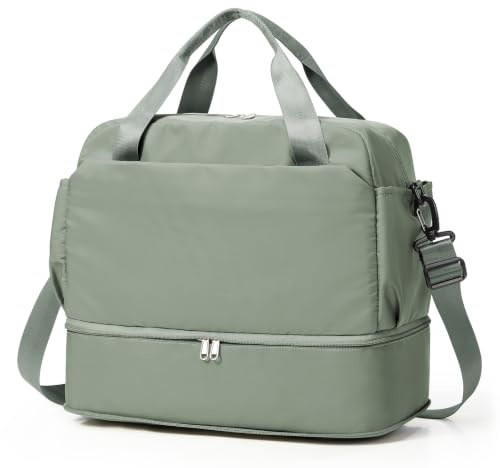 SEAFEW Reisetasche 24L, 40x30x20 Ryanair Handgepäck Tasche für Flugzeug | Weekender Sporttasche Leicht wasserdicht mit Schuhfach Travel Bag, Wickel und Kliniktasche für Geburt,Grün
