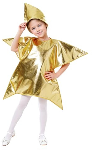 Genérico disfraz estrella Disfraz de Estrella de navidad Para niñas y Niños, disfraz de estrellas de Navidad para niños Talla única