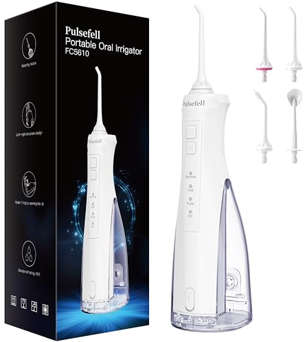 Pulsefell Jet Dentaire Hydropulseur Portable, 300 ML USB Rechargeable
