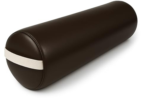 TOA Round Massage Bolster Pillow 24 x 6 Inch – Full Cylinder Support Cushion with PU Leather Cover & Carry Handle – for Massage Table, Yoga, Physical Therapy & Spa Use