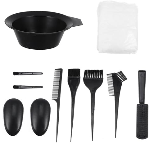 IWOWHERO 11pcs Hair Dyeing Kit Professional Hair Colouring Tools Lightweight Pp Material Includes Comb and Ear Covers Salon and Home Use