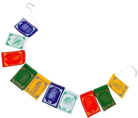 Banderas de oración tibetanas | Banderas tradicionales artesanales de 5 colores – Decoración tibetana para oración – para familiares, amigos, niñas, niños, colegas, cumpleaños,