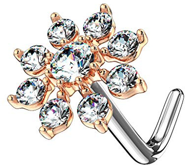 Piercingfaktor Nasenpiercing Stecker mit filigraner Kristall Blume