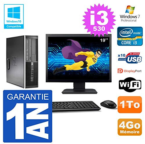 HP Compaq 8100 SFF - Ordenador de sobremesa (19 Pulgadas, i3-530 RAM 4 GB, Disco de 1 TB, grabadora de DVD WiFi W7 (reacondicionado)