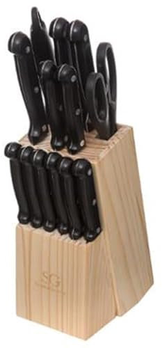 Paris Prix FIVE Simply Smart - Lot de 11 Couteaux & Bloc de Rangement Wood 34cm Noir