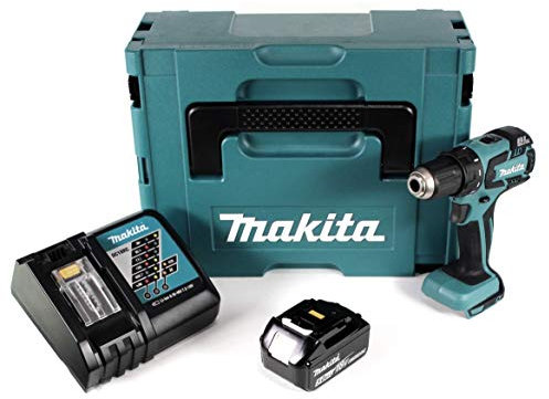 Makita DDF 459 RT1J - Taladro atornillador inalámbrico (18 V, 45 Nm, incluye 1 batería de 5 Ah y cargador)