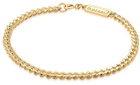 Kuzzoi Buddha Silber-Armband goldfarben 925 Silber Herren 5 mm | aus echten massives 925 Sterling Silber vergoldet Herren-Armband mit Federring breit 10g