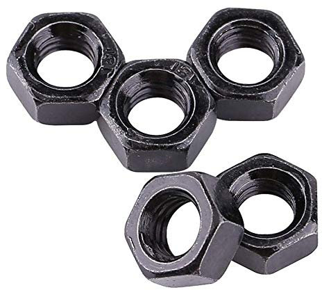Tuercas hexagonales - Vobor 100 piezas Din934 Tuercas hexagonales de manga hexagonal de acero al carbono chapado en zinc negro M2 M2.5 M3 M4 M5(M4)