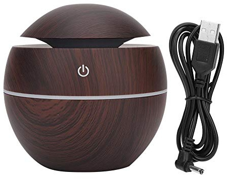 Diffusore di Olio Essenziale, Forma di Palla Rotonda USB Ricaricabile diffusore umidificatore purificatore d'Aria Silenzioso per Ufficio casa Camera (Venatura del Legno Profonda)