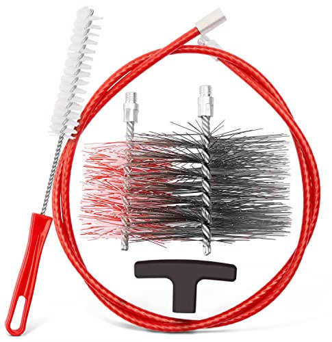 Kaminofen und Pelletofen Reinigungsset, mit Flexibler Schubstange, 80 und 150 mm Ofenrohrbürsten