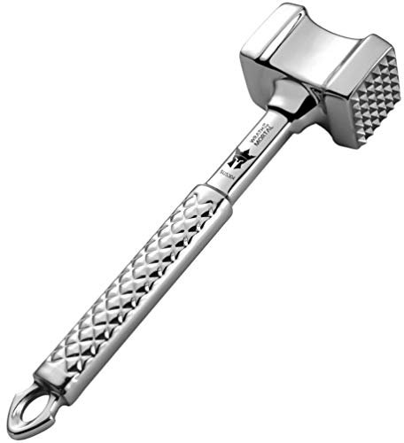 BESTonZON Carne in Acciaio Inox Martello Heavy Duty Palmare Dual- Sided Batticarne Mallet Schiacciatore Strumento Pounder per Intenerire La Appiattimento Bistecca Carne di Maiale Manzo