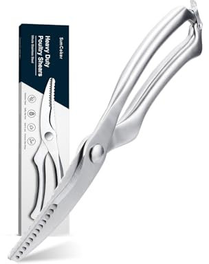 SimCoker Geflügelschere Profi, Küchenschere,Fleischschere, Robustes Huhn mit Rutschfestem Griff und Sicherheitsverschluss, Fleischschere für Fleisch, Huhn, Knochen, Geflügel, Federbelastet