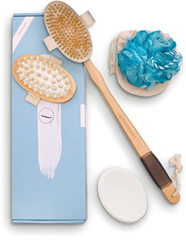Lilienfeldt Set Spazzole Doccia - Spazzola Schiena Doccia con Manico lungo - Spazzola a Secco Corpo Scrub - Spazzola Massaggio e Spazzola Doccia con Applicatore di Lozione - Spugna Corpo Esfoliante