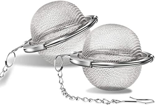 2 Pack Tea Strainer, Stainless Steel Mesh Tea Ball Infuser, Tea Filter Tea Interval Diffuser with Extended Chain Hook for Loose Leaf Tea, Spices & Seasonings, Tea Infuser Filter for Teapots Cups Mugs