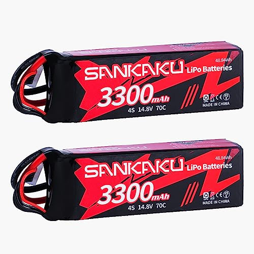 SANKAKU 4S Lipo Akku 3300mAh 70C 14,8V Lipo mit XT60 Stecker für RC Flugzeug Quadrocopter Hubschrauber Drohne FPV 2 Stück