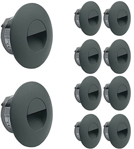 LIGHTWORLD24 10er Set LED Stufen-Wandeinbauleuchte, Grau | Wandleuchte, Für Unterputzdose, IP65 wasserdicht, Neutral-Weiß 180lm