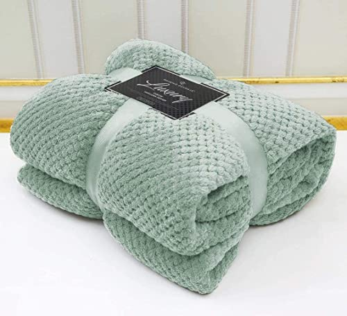 NFK Popcorn Throw Waffle Cloud Style Blanket Soft Warm Cosy Bed And Sofa Fleece Blanket (Duck Egg, King 240x200cms)