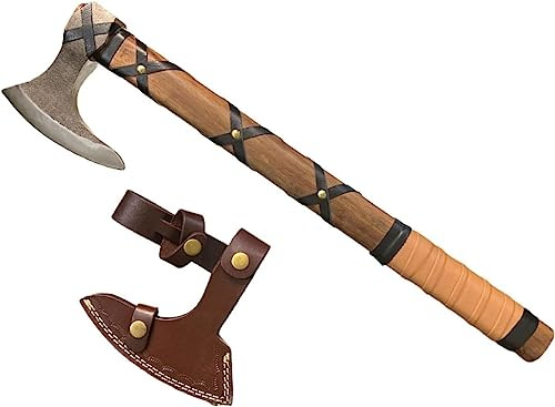Viking Axe of Ragnar Lothbrok Hunting Axe Hand-Forged High Carbon Steel Sharp Blade Bearded Viking Axe Shaft Rosewood Handle Hatchet Camping, Valhalla Axes, Authentic Medieval Norse Axe, (VK-Axes-03)