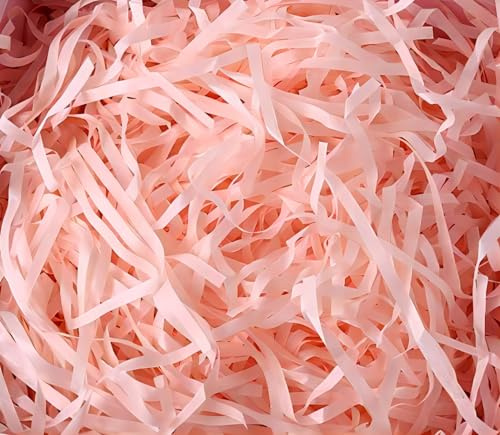 HXJDAM 150 g fyllningsmaterial gåva, strimlat papper för fyllning presentförpackning, fyllningsmaterial för paket, festival presentdekoration. (Kött rosa)