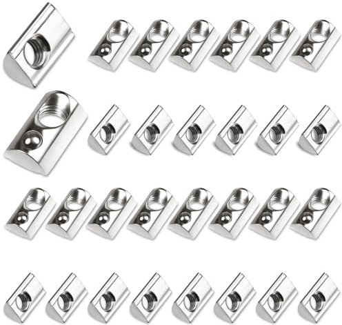 30 pietre scanalate M6 con scanalatura a sfera di centraggio, 8 T, set di viti 30 serie M6, profilo in alluminio 30 x 30, in acciaio al carbonio, dado scorrevole con sfera a molla per alluminio C, per