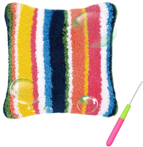 Knüpfteppich Zum Selber Knüpfen, DIY Knüpfkissen Set 43x43cm Kissenbezug-Set,Knüpfkissen Kissenbezug Kissen Zum Selber Knüpfen für Erwachsene und Kinder Latch Hook Kit Heimaccessoire,Wandkunst(BZ-306)