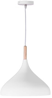 BEL AIR HOME - Lampada a sospensione Baviera 1xE-27 (lampadina non inclusa) Diametro 30 cm in metallo e legno, altezza regolabile (bianco)