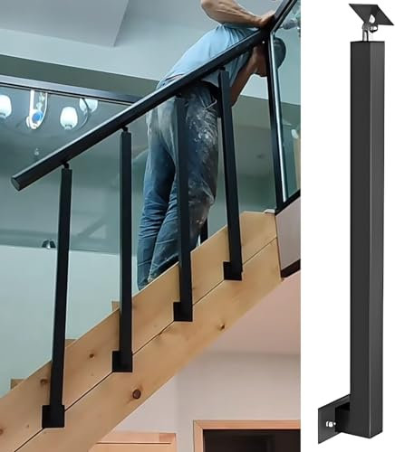 Geländer Außen/ Innen Treppengeländer Geländerpfosten Für Veranda, Terrasse, Hotel, 1, 2, 5, 8, 10, 20, 25, 30-teiliges Set, Quadratische Geländerspindel Aus Schmiedeeisen Mit 90° Gebogener Basis ( Co