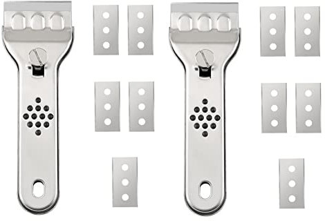 GERRIT Locking Blade Scraper with Safety Cap, Glass Cooktop Scraper with Extra 10Pcs Stainless Steel Blades for Paint and Old Label,Decal Sticker Remover, Stove Top Scraper Tool/273