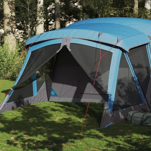Campingzelt mit Vorzelt 4 Personen Blau Wasserdicht, CIADAZ Caming Zelt, Camping Tents, Camping-Zelt - 94537