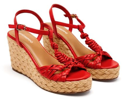 GIOSEPPO Castine, Sandalo Espadrillas con Zeppa Donna, Rosso, 36 EU