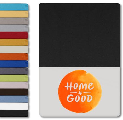 home4good Spannbettlaken 200x200cm – Jersey-Spannbetttuch aus 100 % Baumwolle – Oeko-TEX 100 Zertifiziert – bügelfrei, elastisch & atmungsaktiv – für 15–25 cm Matratzenhöhe - Anthrazit