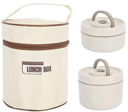 QANYEGN Contenedor de almuerzo aislado, lonchera Bento térmica apilable de acero inoxidable, contenedor de comida redondo de 3 niveles para oficina (-3118230223011)
