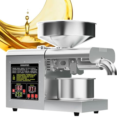 agreilduite Automatic Seeds Oil Extraction Machine-1100w,Commercial/Home Stainless Steel Oil Press,Oil Squeezer Extraction equipment-Supports hot/Cold pressing,With 40-260℃ temperature control panel