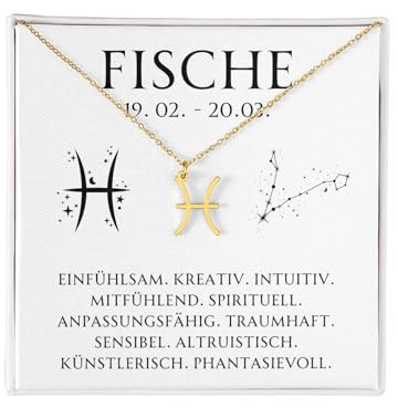 BYLITZ Sternzeichen Kette mit Geschenkbox und Karte Zodiak Halskette mit Anhänger für Frauen Tochter Damen Nichte Enkelin Freundin Mädchen