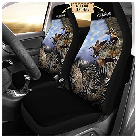 Auto Sitzbezug Personalisierte Benutzerdefinierte Lustige Tier Ente Gans Wasservögel Jagd Liebhaber Sitzbezüge Set Universal Top-Qualität Autositzbezüge Fashion Auto-Schonbezüge Für Suvs, Autos
