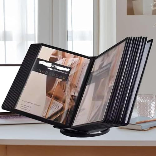 Verstellbarer Dokumentenhalter zur Wandmontage, mit 10 doppelseitigen Display-Taschen, Briefform, Schreibtisch-Klappordner für Büro-Display und Aufbewahrung, A4-Dokumenten-Organizer