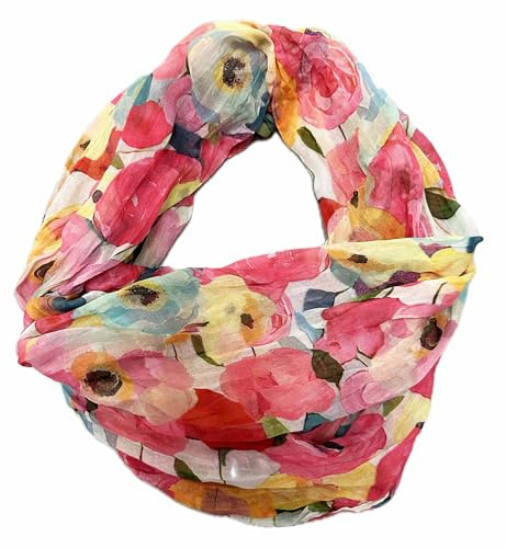 J26 Blumen Mandala Farbverlauf Kreis Seide Sommer Loop Verlauf Regenbogen Rainbow Silk Uni Rundschal Schlauchschal Stola Schal leicht 2025 Neu