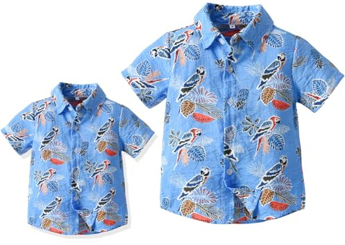 Winmany Padre Hijo Camisas Hawaianas a Juego Hombre Niños Floral Traje Playa Familia Vacaciones Verano Tops Manga Corta