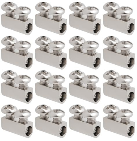 VGOL 50 Confezioni Morsetti Per Funi Metalliche A Doppio Foro M3 10x5 Mm Clip In Acciaio Con Tappo A Vite Terminale Adatti Per Morsetti Per Funi Metalliche Con Foro Linea 3,0 Mm Argento