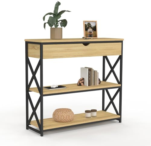 IDMarket - Console 1 tiroir Wayne 2 étagères Design Industriel