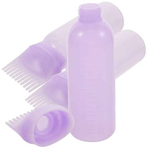 Homoyoyo Lot De 3 Flacons Applicateurs Peigne à Racines 60 Ml, Plastique Violet, Pour Application Huile Capillaire, Teinture Et Permanente, Usage Professionnel Salon De Coiffure