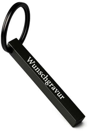 Tidero Cuboid Schlüsselanhänger mit Wunschgravur personalisiert - Gravur Wunschtext aus Edelstahl - Geschenk Weihnachten Männer Frauen - Quader personalisierbar - Schwarz (matt)