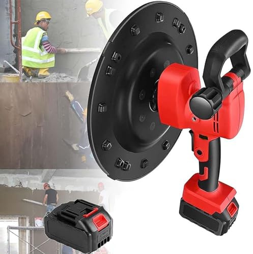 Cazzuola elettrica per levigare e lucidare pareti, potenza 1680 W con 6 impostazioni di velocità (0-2000 giri/min), ideale per superfici in cemento e malta, include due batterie