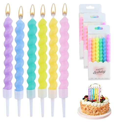 18Pz Candele Colorate Torte,Candele Spirale Compleanno Per Bambini,Candeline Particolare Per Feste,Natale,Halloween