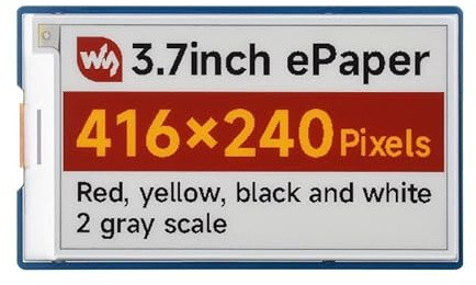 TUOPUONE 9,4 cm E-Paper Display (G) E-Ink Display 416 × 240 Pixel Rot/Gelb/Schwarz/Weiß SPI Interface Standard Raspb Pi 40PIN GPIO Header mit E-Paper Driver HAT