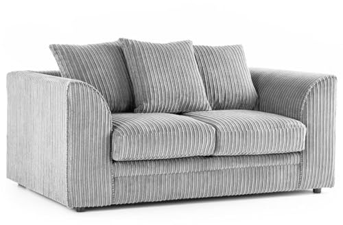 Sofa Selection’s Jumbo Cord Scatter Back 2-Seater Sofa | Luxurious Scatter Back 2-Seater Sofa in Silver Soft Cord Fabric Elevate Your Space with a Compact yet Comfortable Seating