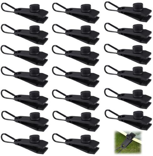 20 Pezzi Set Clips per Tenda da Campeggio,80x26mm Morsetti per Teloni,Clip per Tende e 20 Moschettone,Clip per Tenda Riutilizzabile,Set clip per teloni di Fissaggio Istantanea,per Campeggio,Teloni