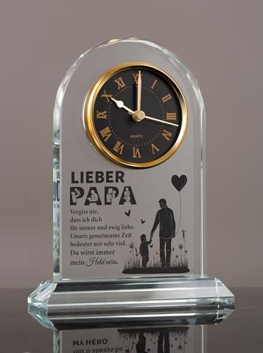WinTaim Geschenk für Mama zum Geburtstag & Muttertag – Edle Glasuhr mit Spruch von Tochter & Sohn – Besondere Geschenkideen für Frauen – Dekorative Tischuhr in Geschenkbox