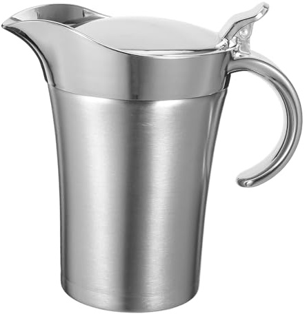 PRETYZOOM Stainless Steel Thermal Sauce Jug Double Insulated Gravy Boat with Ergonomic Spout for Smooth Pouring for Restaurants and Home Use